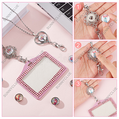 SUNNYCLUE DIY Flower & Butterfly Interchangeable Snap Button Office Lanyard  Making Kit, Including Alloy Rhinestone Snap Keychain Making, 304 Stainless