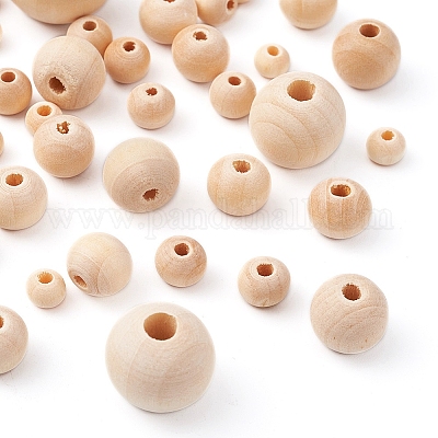 6 стиль натуральных круглых деревянных бусин и джутовых шнуров WOOD-YW0001-02-1