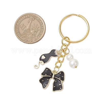 3 шт. 3 стиля брелок из сплава эмали и стекла с имитацией жемчуга KEYC-JKC01301-1