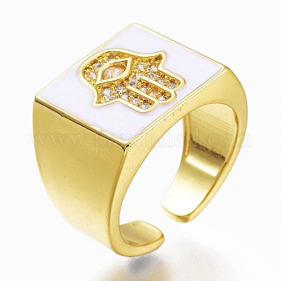 Латунные кольца из манжеты с прозрачным цирконием ZIRC-A017-22G-RS-1