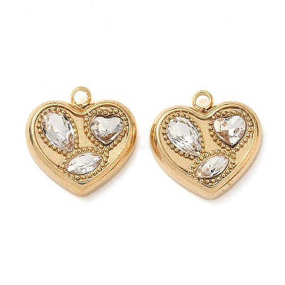 Подвески в форме сердца из нержавеющей стали 304 STAS-H483-37G-01-1