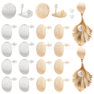 32 шт. 2-х цветные латунные серьги-гвоздики KK-BC0013-99-1