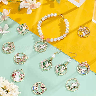 24шт 6 стиля подвески из сплава с эмалью ENAM-UN0001-18-1