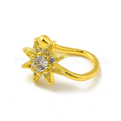 Клипса со звездой из прозрачного кубического циркония на кольцах в носу AJEW-F059-14G-1