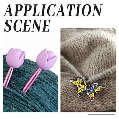 12 шт. 12 стиля силиконовый маркер для закрепления стежков в виде цветка и бабочки SIL-WR0001-02-1