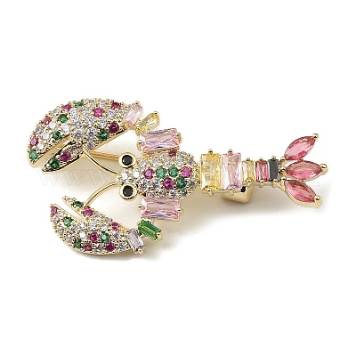 Броши из латуни с микропаве из кубического циркония для одежды-рюкзака JEWB-I040-02-1