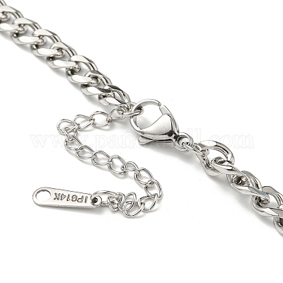 Двухслойные ожерелья из нержавеющей стали 304 со стеклом NJEW-K259-02P-1