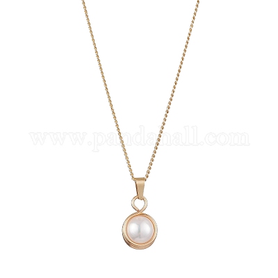 Круглые ожерелья с подвесками из медной проволоки из натурального пресноводного жемчуга NJEW-JN04947-01-1