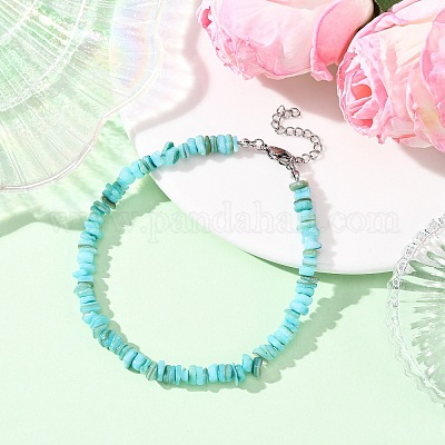 Браслеты на ногу из натуральных окрашенных пресноводных ракушек AJEW-AN00746-02-1