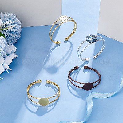 6шт. 3-х цветный латунный браслет-манжета с двойной проволокой KK-UN0001-32-1