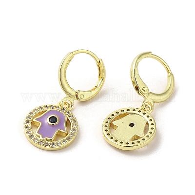 Серьги с подвесками из латуни хамса EJEW-Q797-10G-05-1