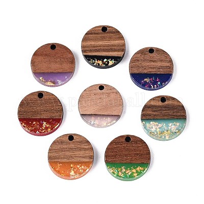 Подвески из непрозрачной смолы и орехового дерева RESI-T060-05M-1