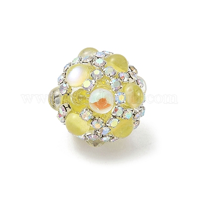 Сверкающие акриловые инкрустированные круглые бусины CLAY-NH0003-03S-06-1