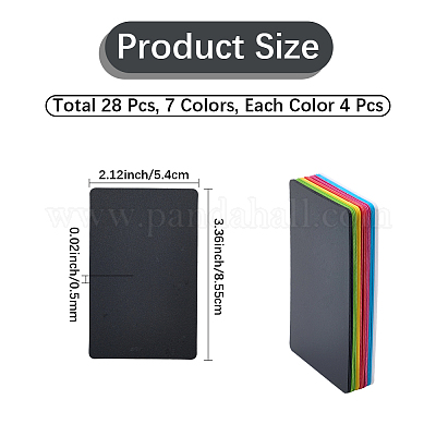 28色のプラスチックシート7枚  長方形  ミックスカラー  85.5x54x0.5mm  4個/カラー&nbsp;DIY-CP0013-26-1