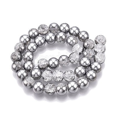 Гальванизированные нити стеклянных бусин с эффектом кракле EGLA-N014-10mm-03-1