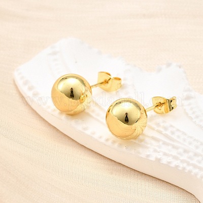 Круглые серьги-гвоздики из латуни с гальваническим покрытием для женщин EJEW-F294-08F-G-1