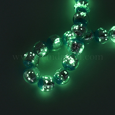 Светящиеся бусины ручной работы из серебряной фольги в технике лэмпворк FOIL-N029-03C-1