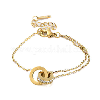 ローマ数字ステンレススチールリンクブレスレット クリスタルライン