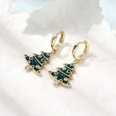 Латунные микро проложить серьги обруча кубического циркония EJEW-Z137-01G-1