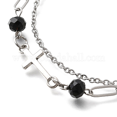 2 шт. 2 стиля браслетов из нержавеющей стали 304 с цепочкой и скрепками BJEW-JB12331-1