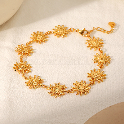 Женские браслеты на ногу из нержавеющей стали 304 Sun Link AJEW-C043-01G-1