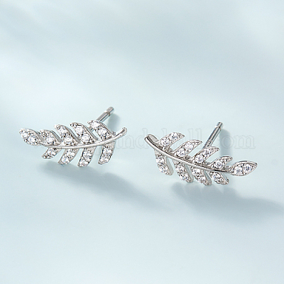 Серьги-гвоздики из стерлингового серебра с листьями UF4300-3-1