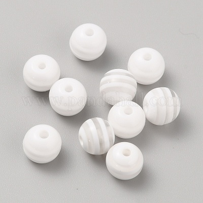 100шт полосатые бусины из смолы&nbsp;RESI-WH0037-04I-1