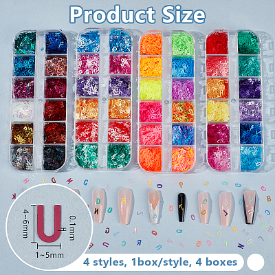 4 набор 4 стиля 12 сетки пластиковый нейл-арт блестки MRMJ-OC0004-02-1