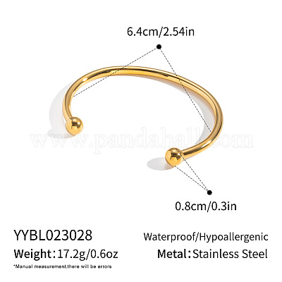 304ステンレススチール製オープントルクカフバングル 18KGP本金メッキ