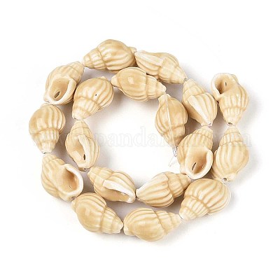 Нитка фарфоровых бусин ручной работы с принтом PORC-T133-01F-1