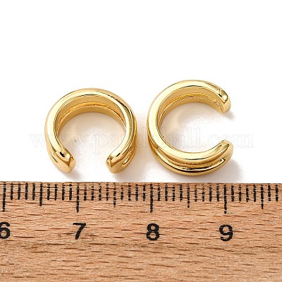 Латунные двухслойные серьги-каффы в форме буквы С EJEW-D332-05A-G-1