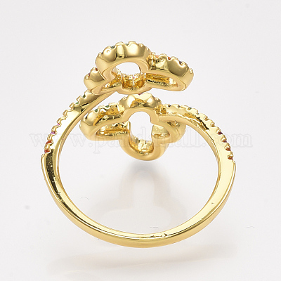 Micro ottone spianare anelli gemelli zirconi&nbsp;RJEW-S044-038-1