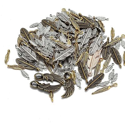 Смешанный цвет пера тибетском стиле сплава подвески TIBEP-MSMC021-31-1