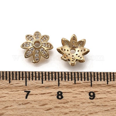 Колпачки для бусин из прозрачного кубического циркония из латуни KK-Z126-24G-1