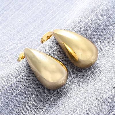 Серьги-гвоздики из латуни в форме каплевидной формы EJEW-Q015-20A-G-1
