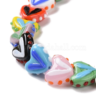 Сердце ручной работы лэмпворк бусы нити LAMP-G150-01B-1