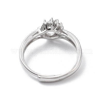 Регулируемое родиевое покрытие 925 кольцо из стерлингового серебра с прозрачным кубическим цирконием STER-C011-02P-1