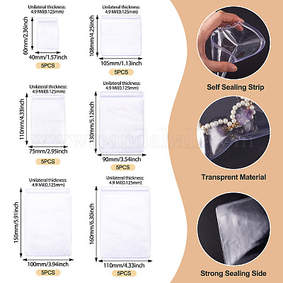 30 шт. 6 стиля ПВХ антиокислительные пакеты с застежкой-молнией AJEW-TA0002-27-1