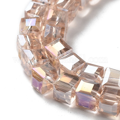 Стеклянные бусины с гальваническим покрытием  EGLA-D018-6x6mm-75-1