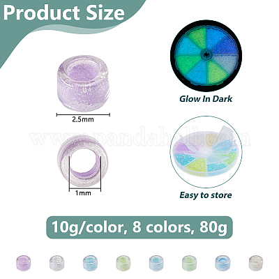 80 г двухцветные люминесцентные цилиндрические бусины SEED-DC0001-16A-1