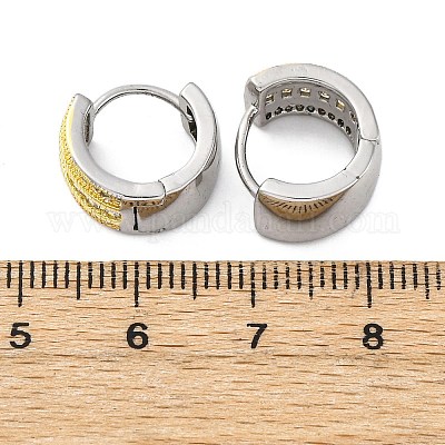 Латунные серьги-кольца из прозрачного кубического циркония EJEW-H158-18B-GP-1