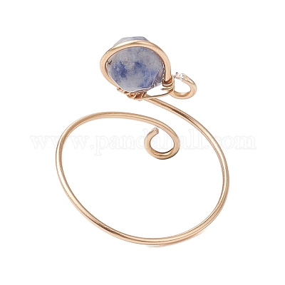 Открытые кольца-манжеты со смешанными синтетическими и натуральными драгоценными камнями в форме каплевидной формы RJEW-JR00688-1