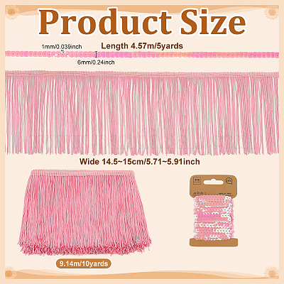 10 ярд полиэфирной кружевной ленты с кисточками&nbsp;SRIB-PH0001-52-1