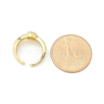 Открытые манжеты из латуни с микропаве и прозрачным фианитом RJEW-G336-02G-1