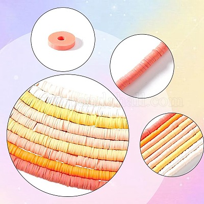 9 нить 9 цвета плоские круглые бусины ручной работы из полимерной глины CLAY-WR0001-01-1