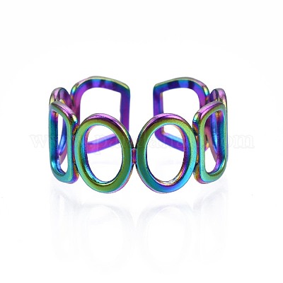 Кольцо из нержавеющей стали 304 и прямоугольное манжетное кольцо RJEW-N038-087-1