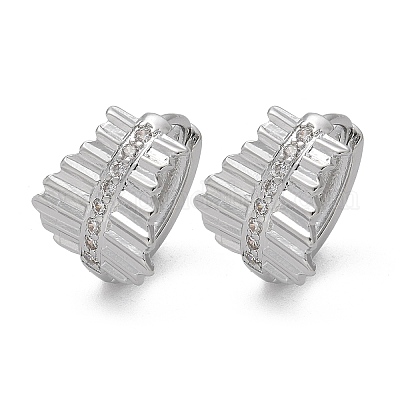 Серьги-кольца из латуни с прозрачным фианитом EJEW-Q014-17P-1