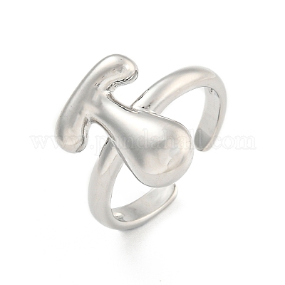 Латунные открытые манжеты с буквами для женщин RJEW-G313-01T-P-1