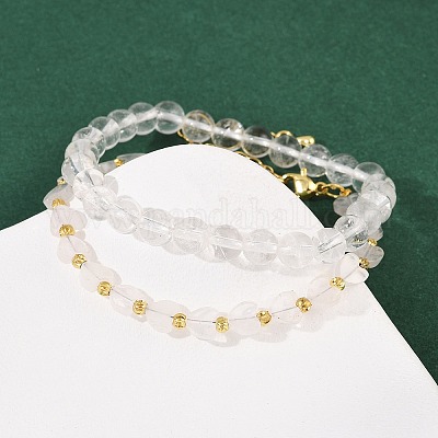 Комплект браслетов из натурального кварцевого хрусталя для женщин BJEW-G752-02G-09-1