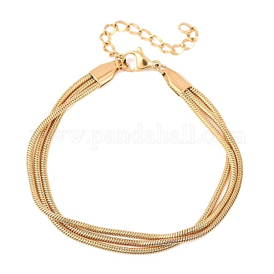 Многорядные браслеты-змейки из нержавеющей стали 304 BJEW-C128-01C-1